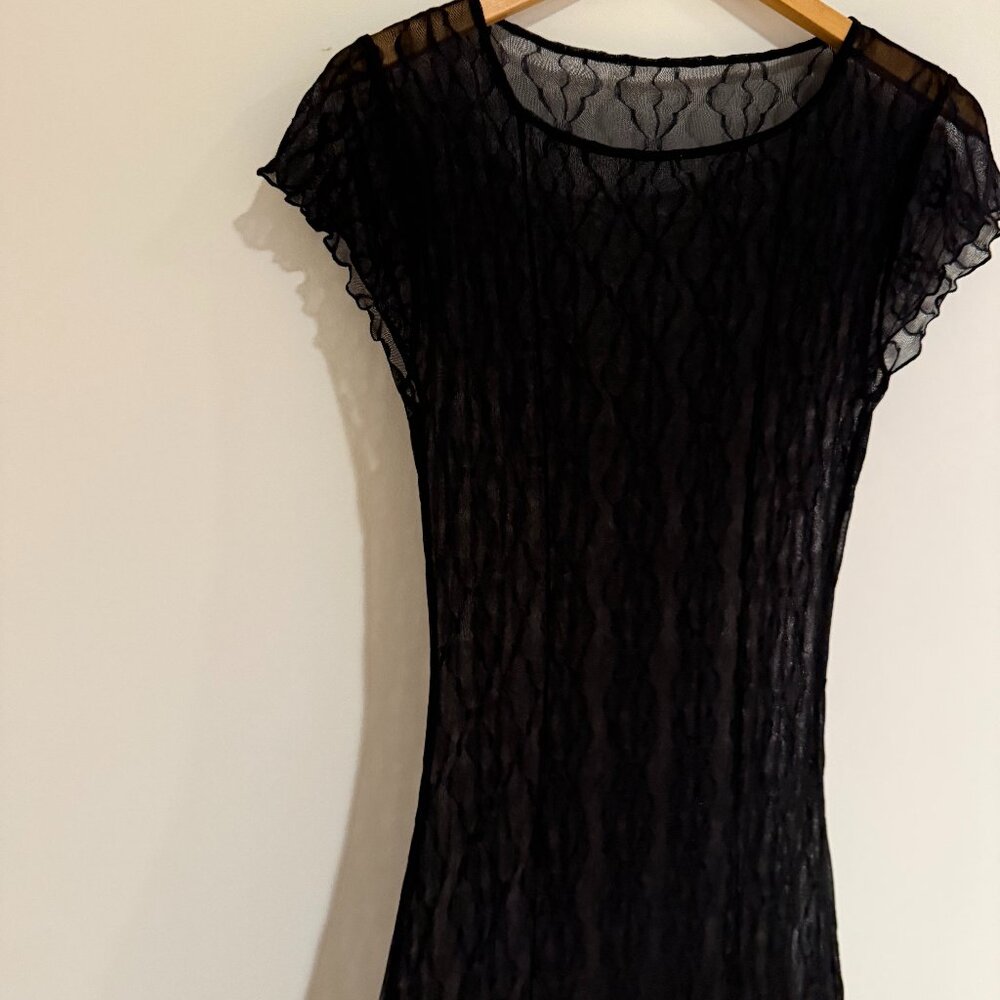 Sheer Black Lace Midi Dress
